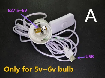 

E27 lamp holder USB interface 6V bulb use USB power supply USB Connect to E27 Lamp holder