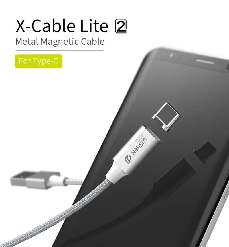 WSKEN Lite2 Magnetic Type C USB Cable Fast Charging USB Data Cable For Samsung Note 9 S9 S8 Sony Huawei Nokia HTC USB C Cable