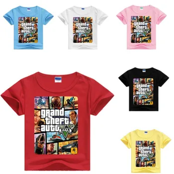 

Baby Boys Girl Short Sleeved T-Shirts Children Clothes Grand Theft Auto T-Shirt GTA5 Summer Kids Cotton Cartoon Tops Tee Clothes