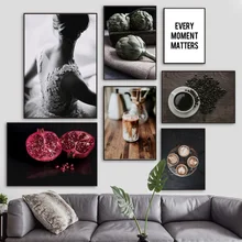 Woman Pomegranate Coffee Quotes Wall Art Canvas Painting Nordic Posters And Prints Wall Pictures For Living Room Home Decor