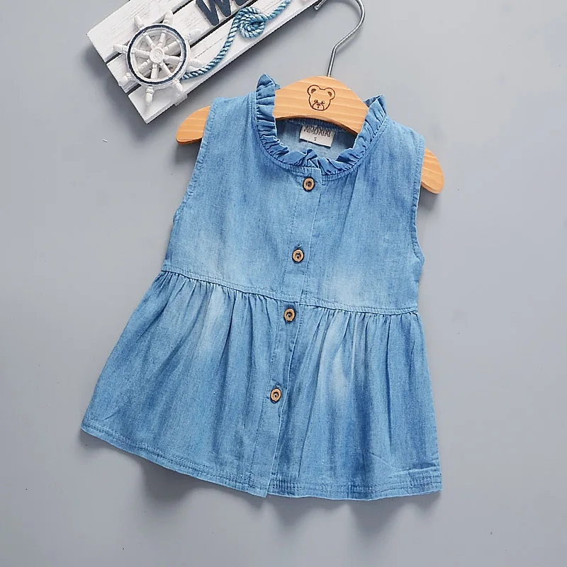 

2019 new summer female baby denim vest dress children's clothing thin section female baby cotton sleeveless dress