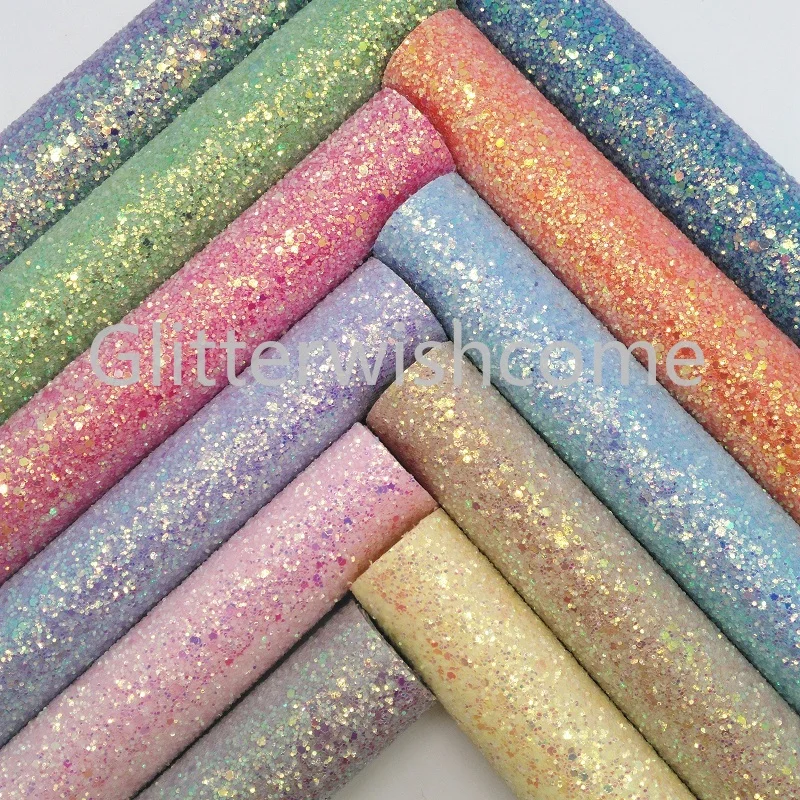 

Glitterwishcome 21X29CM A4 Size Vinyl For Bows Crystal Chunky Glitter Leather Fabirc Faux Leather Sheets for Bows, GM385A