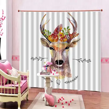 

3D Curtain Luxury Blackout Window Curtain Living Room animal head curtains for children room Blackout curtain