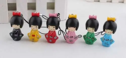 Набор из 24 шт. японских подвесок для мобильного телефона Kokeshi Doll | Украшения и