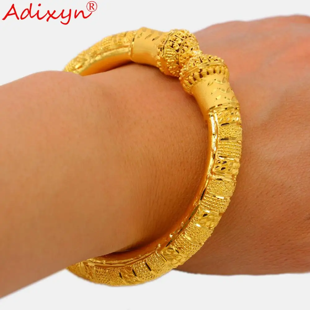 Adixyn New Dubai Bangles For Womengirls 24k Gold Colorcopper Banglesandbracelet Africa India 