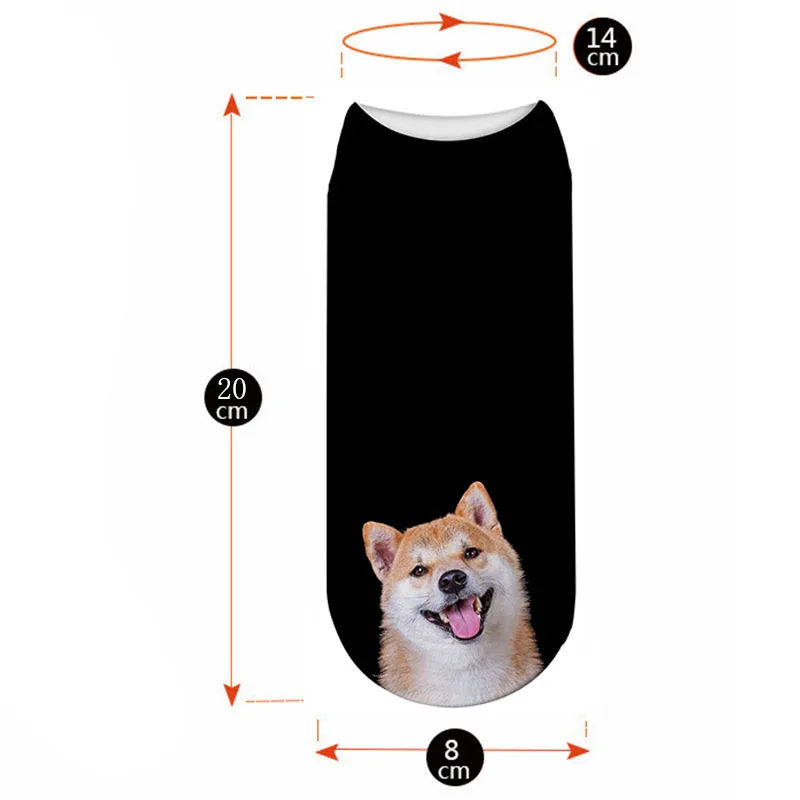 Новые носки Харадзюку С 3D принтом животных смайлика собаки женские короткие носки Kawaii Собаки детские забавные милые Calcetines Mujer собака породы Акита носки