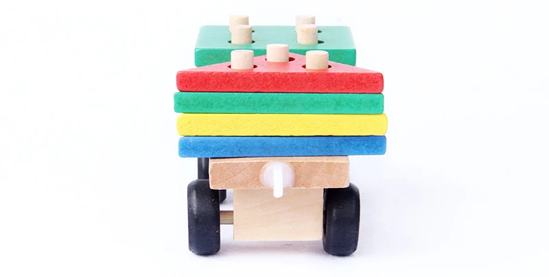 Монтессори игрушки Обучающие деревянные игрушки для детей Раннее Обучение геометрические формы поезд наборы три трактор карета игры