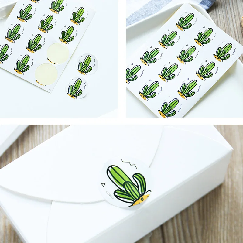 

10Pcs/Set Cute Green Cartoon Cactus Plant Sticker Bag Seal Manual DIY Switch Decal Travel Box Decorative Sticker Gift Decoration