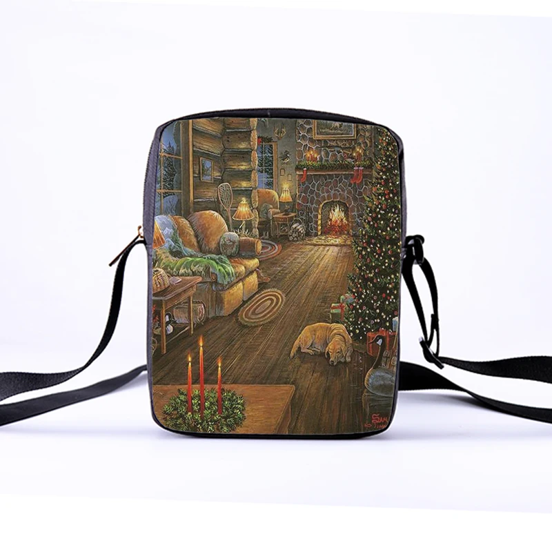 

Customized Children's Cartoon Small Diagonal Cross-stamp Print Pattern Women's Shoulder Diagonal Package Christmas Day 23x17x5cm
