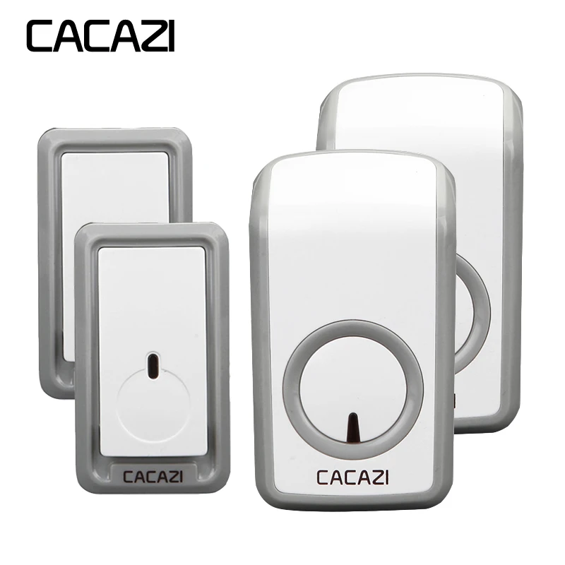 

CACAZI Wireless Waterproof Doorbell 350M Remote US EU UK Plug Receiver Battery Button Household calling bell 48 Songs 6 Volume
