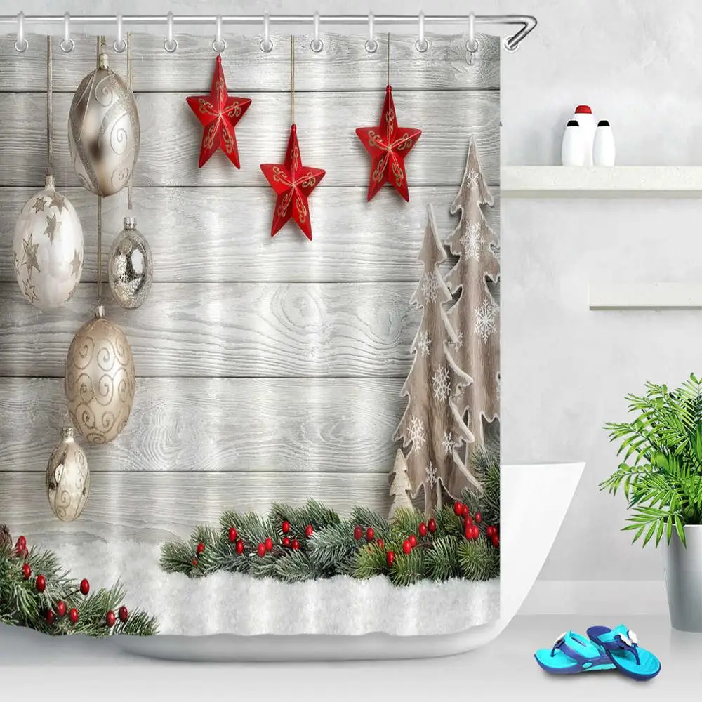 Американский склад 180*180 Рождественская занавеска для душа Ванная комната удлиненная Водонепроницаемая моющаяся полиэфирная ткань для декора ванной - Цвет: 12737