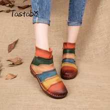 Tastabo Hot Sale Shoe Martin Boots Genuine Leather Ankle Shoes Vintage Casual Shoes Brand Design Retro Handmade Women Boots Lady