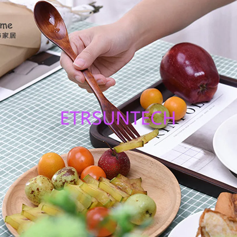 

200pcs/lot Creative design Quality Wooden Spoon Forks Set Natural Wood Cutlery Coffee Tea Spoons Salad Fruit Fork