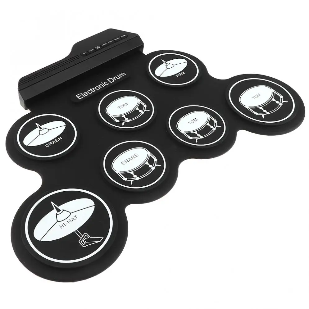 Koop Draagbare Elektronische Digitale Usb 7 Pads Roll Up Drum Set Siliconen Elektrische Drum Kit Met Drumsticks En Sustainpedaal