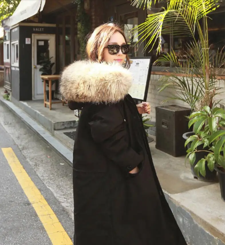 Модная длинная куртка-пуховик в Корейском стиле, хлопковое пальто, куртка с большим толстым воротником, хлопковая куртка, зимняя Новинка, теплое женское хлопковое пальто