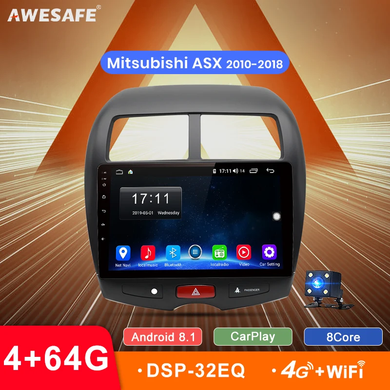 AWESAFE 2Din 10 ''Android 8 1 CarPlay DSP 4 + 64G радио Кассетный Аудио мультимедийный плеер для