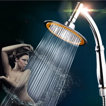 

4''6'' Yellow Round Hand Held Pressurized Shower Head 360Degree Flexible Rotation Single Holder Dual Control Water Saving Shower
