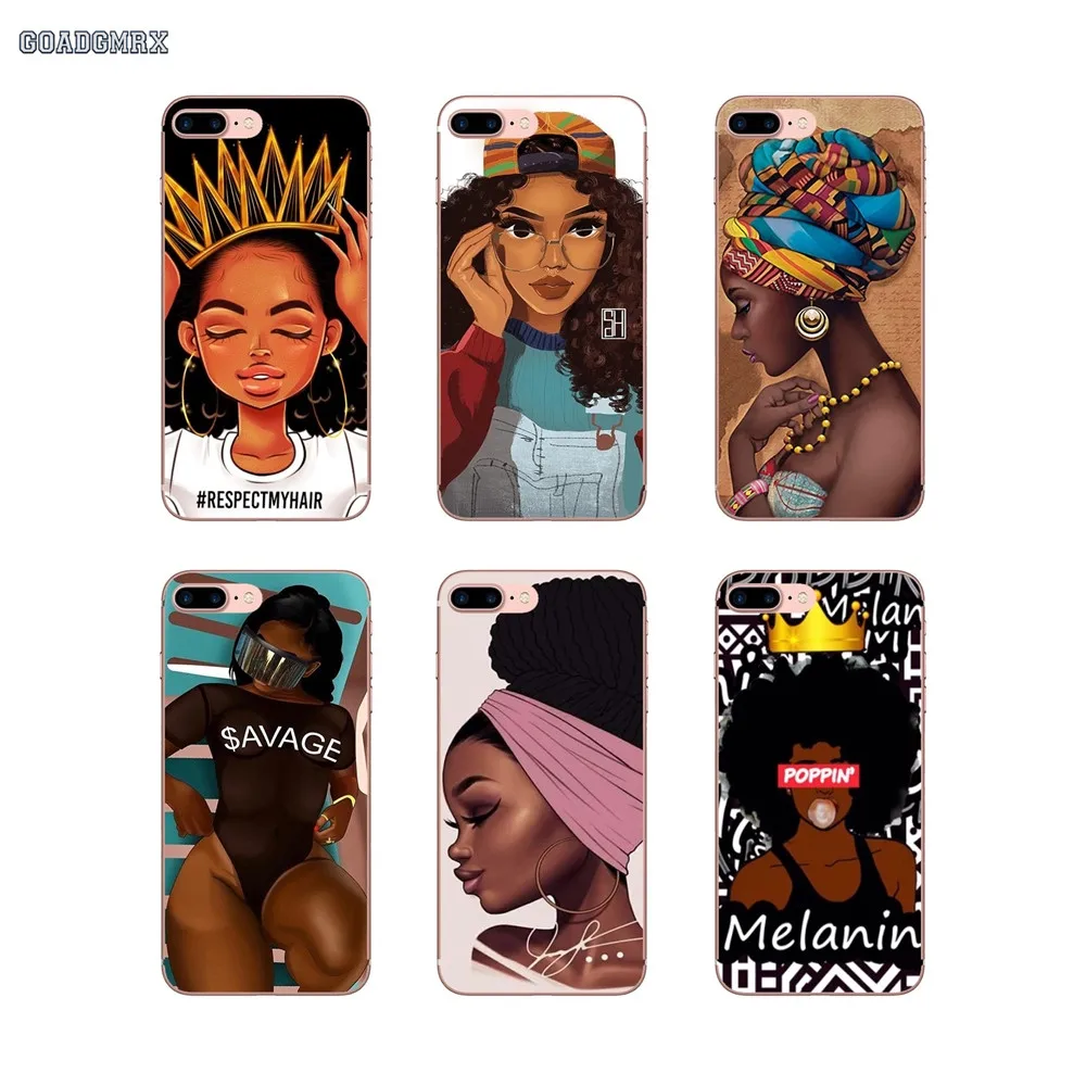 

Fashion Black Girl Magic Melanin Poppin For iPhone 6 6S 7 8 Plus X XS MAX XR 4 4S 5 5S SE 5C TPU Transparent Case Cover