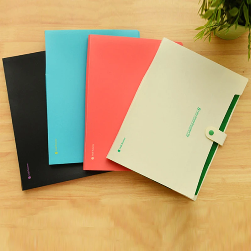 Plastic A4 Button Test File Folder 8 Layer Large Multifunction Expanding Wallet Clip Snap