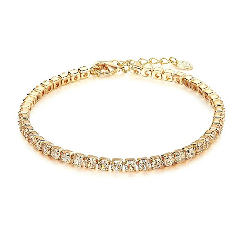 Women Tennis Bracelet Adjustable Gold Silver Rhinestone Crystal CZ Cubic Zirconia Bracelets for Women Wedding Hand Chain Jewelry