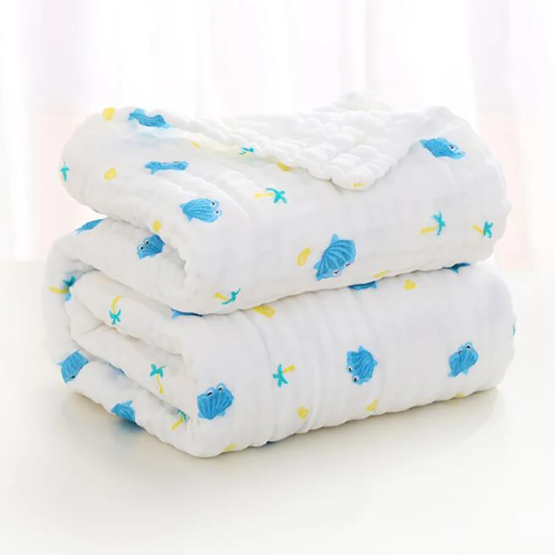 newborn baby swaddle blanket Bath gauze towel Bedding 110*110cm Six layers gauze cotton Blanket YMM005