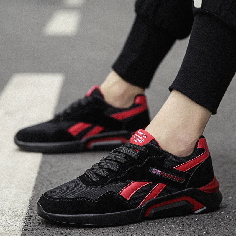 2018 Black Red Original Sneakers for Men Autumn breathable Mesh sport