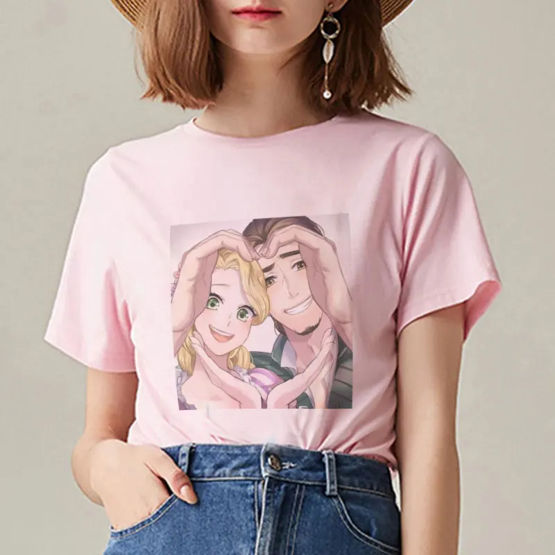 

Women Top 2019 Summer Fashion Princess Prince Cartoon Graphic Tee Shirt Funny Plus Size Loose Short Sleeve Harajuku T-shirt