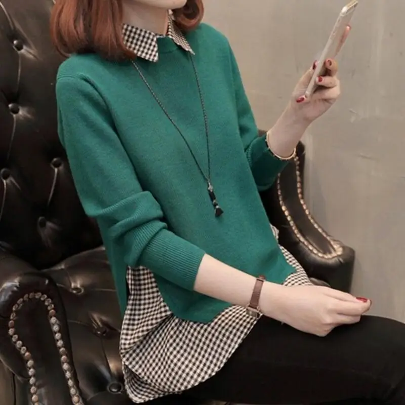 

2019 spring new sweater women's two-piece loose Korean sweater shirt suit jacket Sweater long sleeve + sleeveless shirt
