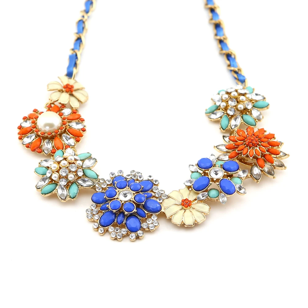 TrinketSea Bohemian colorful Flower Statement Pendant Necklaces for