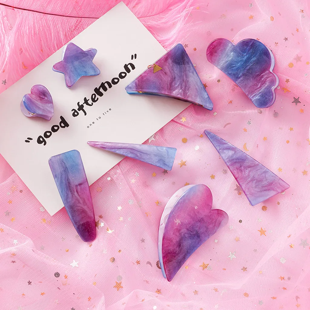 

1Pcs Crystal Hairpins Headwear forWomen Girls Trend Sweet Dream Romantic Purple Star Ｍulticolor Hairpin Girl Jewelry#P40