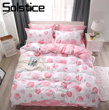 

Solstice Home Textile Kid Girl Bedding Set Honey Peach Pink Duvet Cover Pillowcase Sheet Adult Woman Bed Linen Queen Full Single
