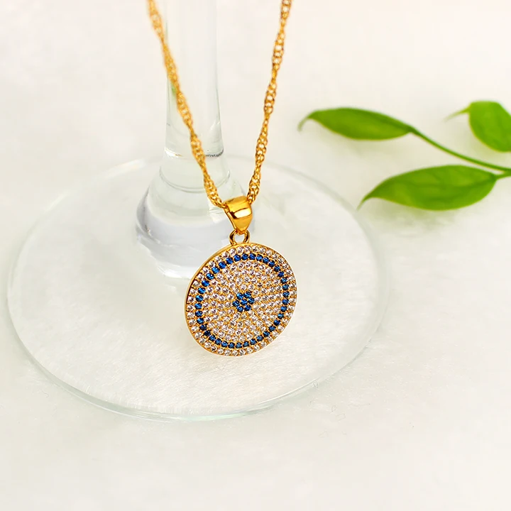 

Adixyn New Arrival Full Crystal Pendant Fashion Jewelry Gold Color Round Pendant Necklace Arabic Women Party Gift