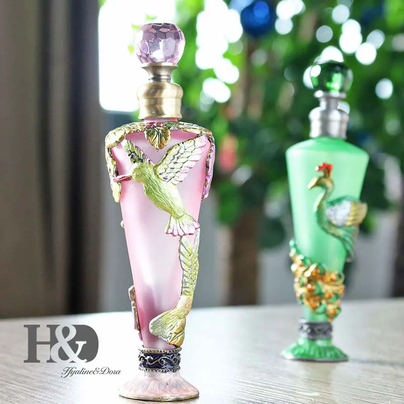 H D New Vintage Empty Retro Crystal Frosted Perfume Bottle