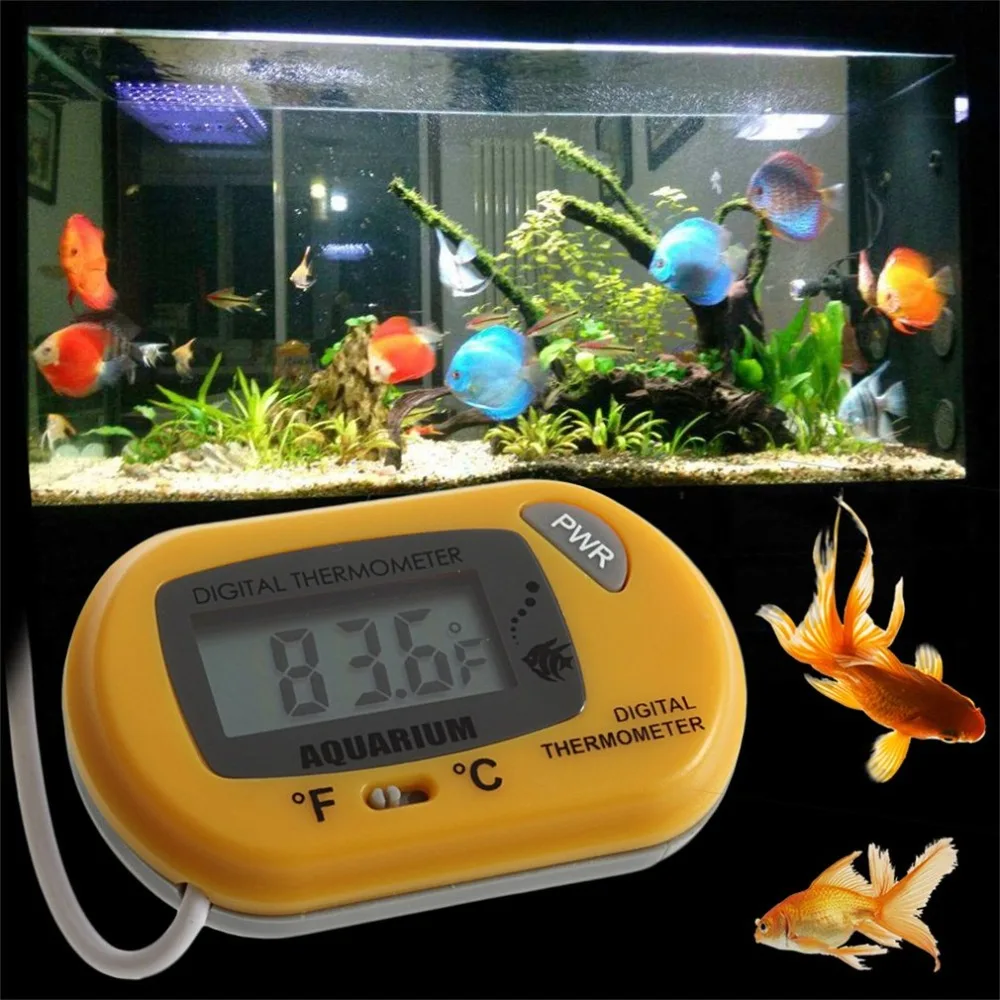 1 шт Мини Черный аквариумная помпа для циркуляции воды в аквариуме погружной Водонепроницаемый цифровой ЖК-дисплей термометр маленький Сенсор проводной Прямая
