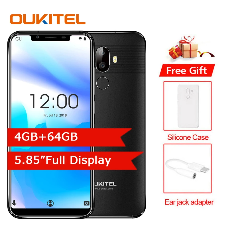 Oukitel U18 Face Id 4g Lte смартфон 5 85 дюймов 21:9 Android 7 0 Восьмиядерный 4 Гб ОЗУ 64 ПЗУ 4000 мАч 16 Мп