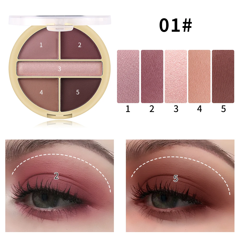 MISS ROSE 5 Colors Matte Pearlescent Eye Shadow Daily Pigment Eye Shadow Palette - Цвет: 01