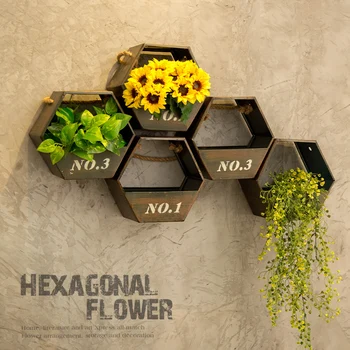 

Creative Wall Hanging Iron Flower pots With Flower Stone Sand Vase Ornamental Hanging Baskets Garden Restaurant Decoration