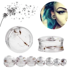 1 пара 10 мм-22 мм расширитель уха пирсинг туннели ювелирные изделия натуральный Одуванчик смолы телесный туннели камень беруши Измерительные приборы