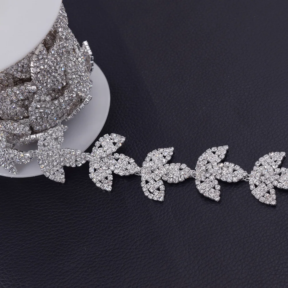 Leaves rhinestone trim HF-3296 (4)