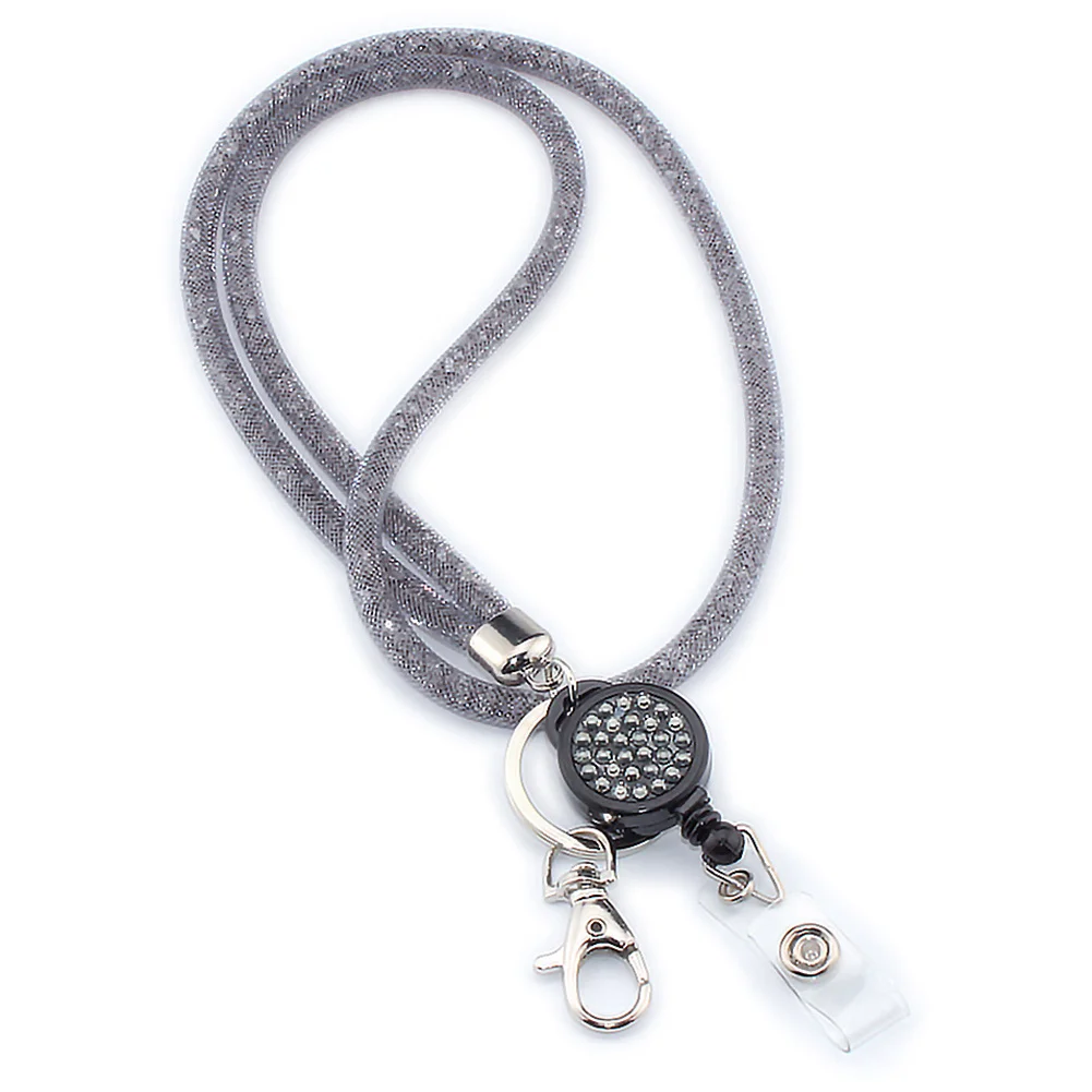 Легкая камера кристалл держатель мобильного телефона сетка ожерелье значки офис Висячие веревки для мобильных телефонов брелок шнурок#2 - Цвет: Grey