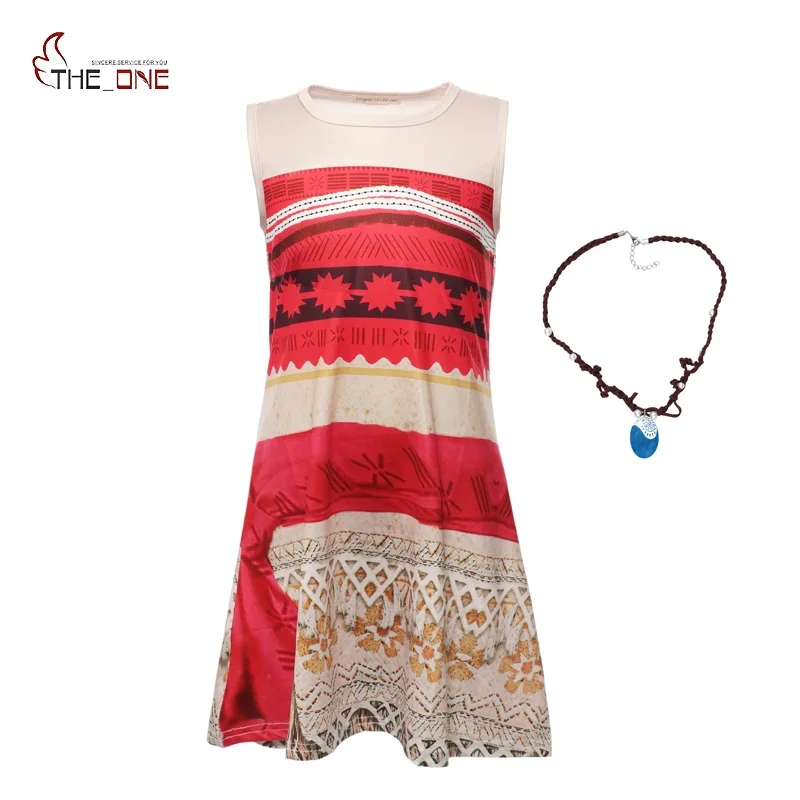 

MUABABY Girl Summer Dress Moana with Necklace Kids Adventure Outfit Children Princess Beach Party Cosplay Costume Girl Nightgown