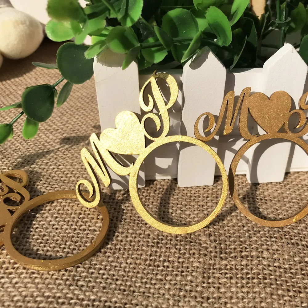Personalized Wooden  Wood Laser Cut Napkin Ring with Heart Wedding Party Table Decoration Birthday party deecoraitons 20pcs3