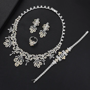 

GODKI Famous Brand Super Luxury Bicolor Crown Design Women Wedding Naija Bridal Cubic Zirconia Necklace Dubai Dress Jewelry Set