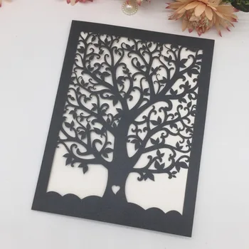 

20pcs/lot Hollow Lace Laser Cut Love Tree Wedding Invitation Card Invit Engagement Anniversal Gift Cards Graduation Decoration