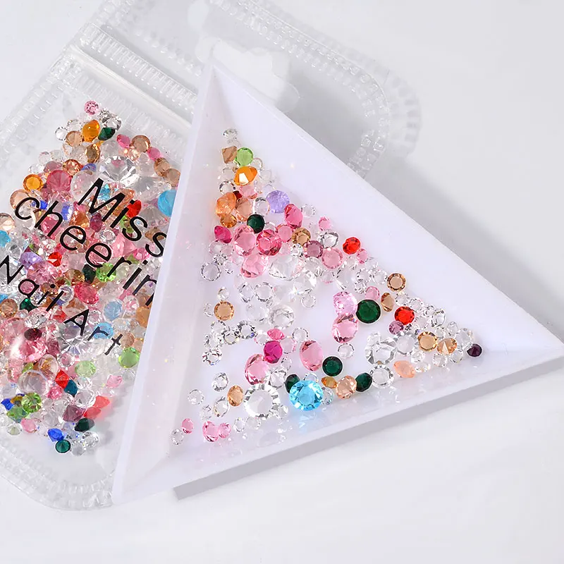 1 упаковка разных размеров разноцветные блестящие 3D Алмазные граненые Стразы с плоской задней поверхностью акриловые украшения для ногтей