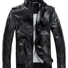 НОВАЯ тонкая модная черная Мужская кожа Jaqueta хорошего качества с воротником-стойкой мотоциклетная кожаная куртка