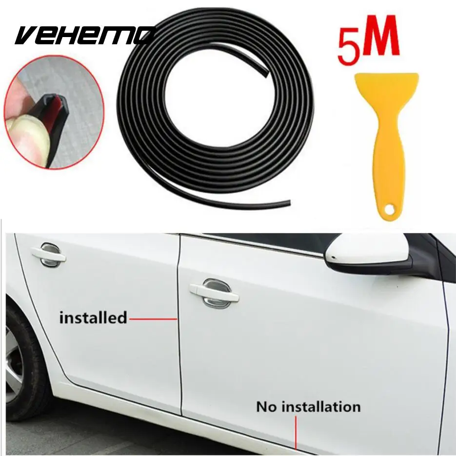 

5 Meter Black Chrome Moulding Trim Strip Car Door Edge Lip Strip Guard Protector
