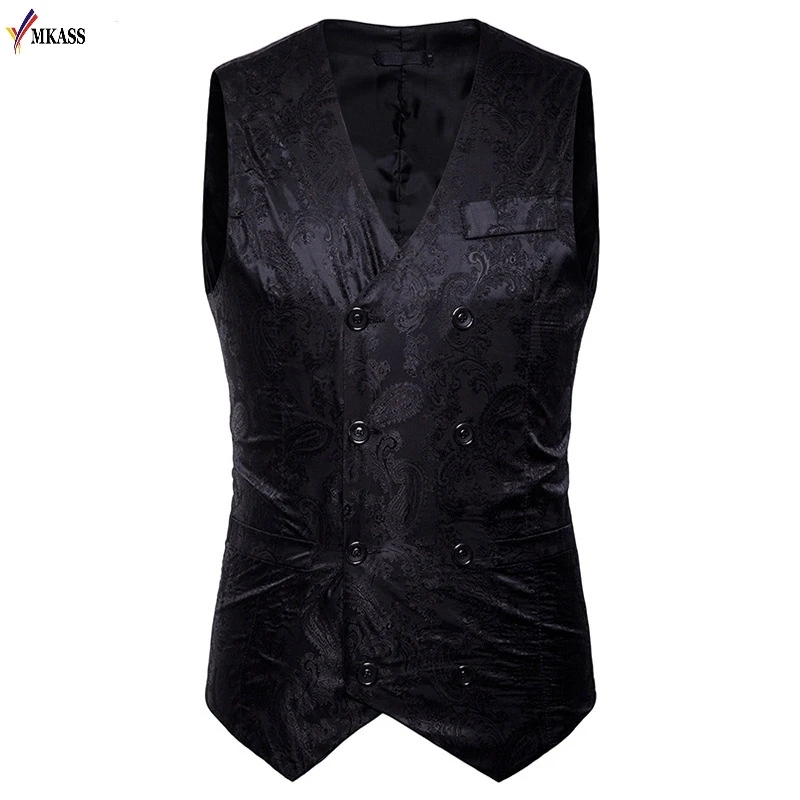 Hot New Arrivel Mens Waistcoats Spring Slim Fit Men Vest Suit Paisley Coletes Chaleco Hombre For Party Wedding Size S-XXL