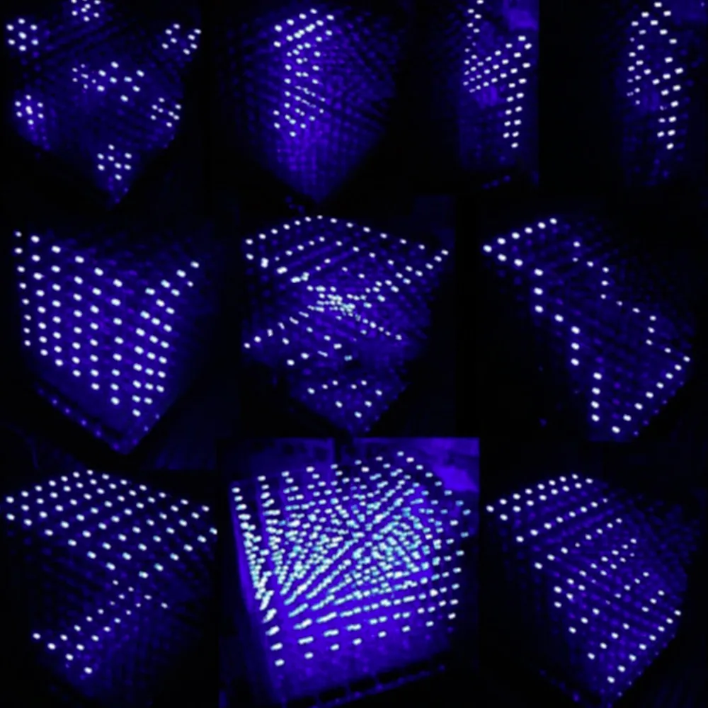 Лидер продаж по всему миру 3D Squared DIY Kit 8x8x8 3 мм LED Куб Белый светодиод синий/красный