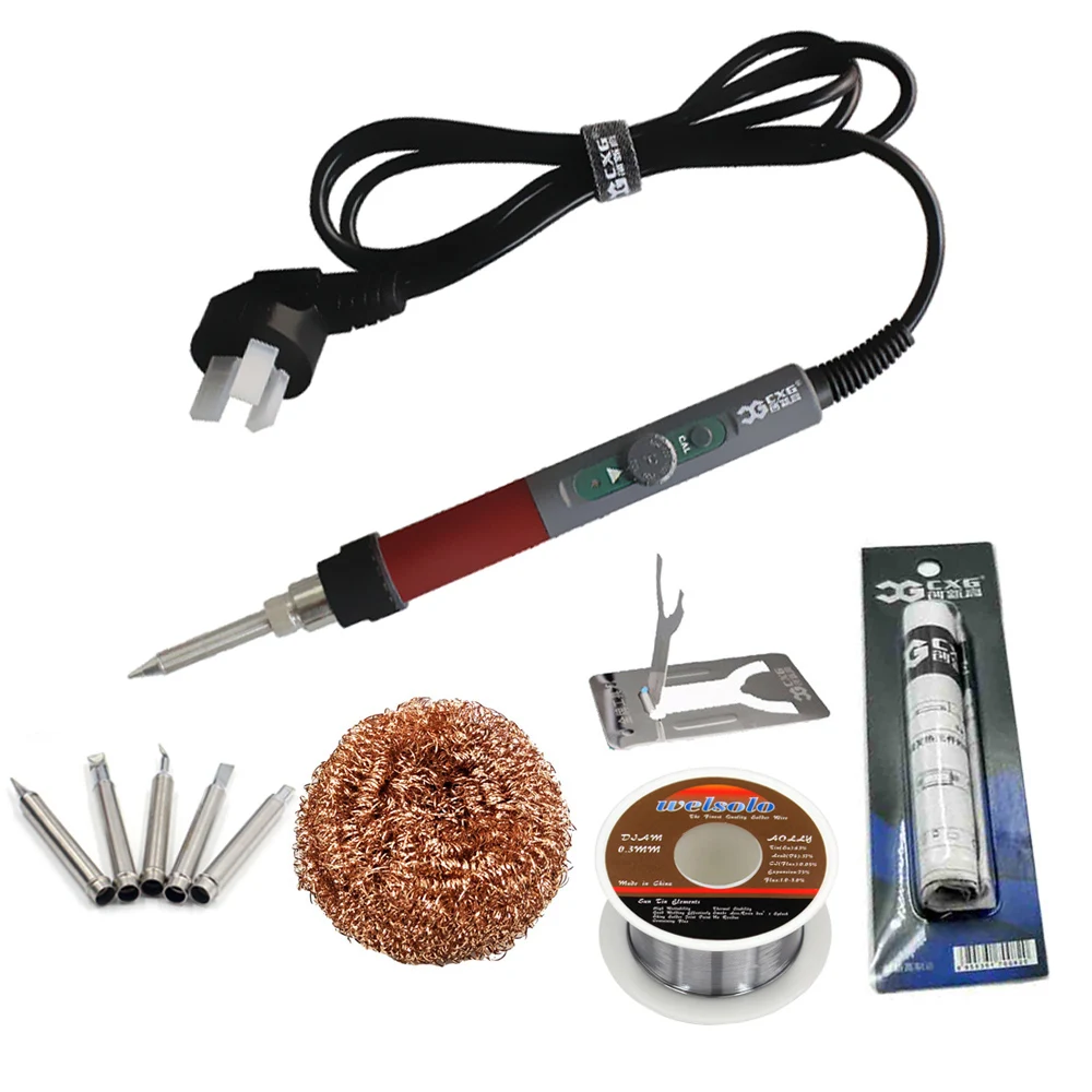

High quality 220V 70W CXG DT70S Adjustable Soldering Iron Soldering Tool Thermostat Internal Heating With Solder Station